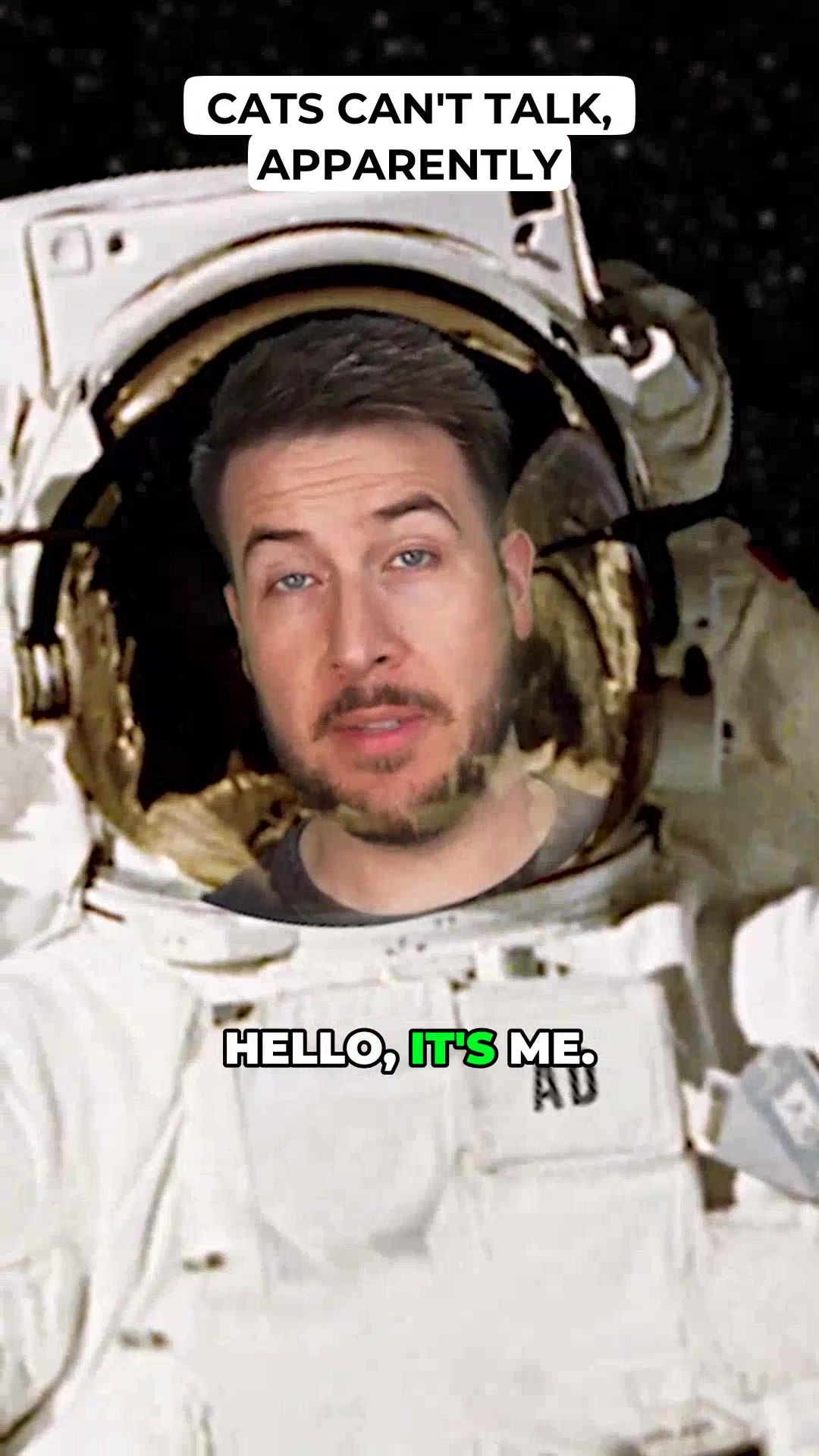 An adstronaut confronts a cursed talking cat while explaining how NordVPN helps