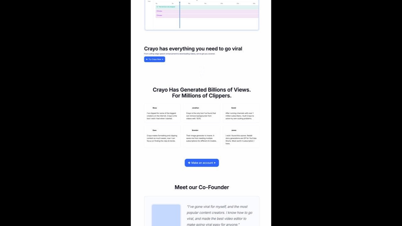 Crayo homepage — The AI Video Editor