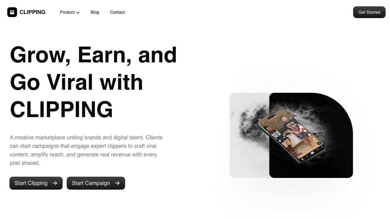 Clipping.net homepage — dedicated clipping platform