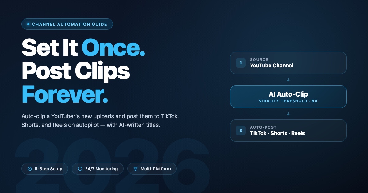 Channel Automation Guide 2026 — Set It Once, Post Clips Forever