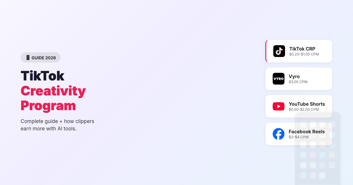 TikTok Creativity Program 2026: Complete Guide + How Clippers Earn More