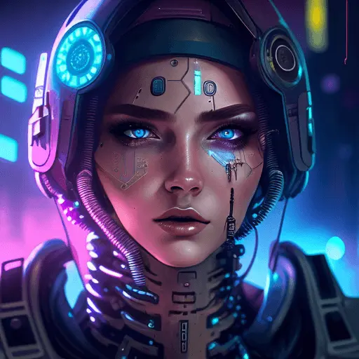 Cyberpunk female soldier generated by Fotor's AI art maker