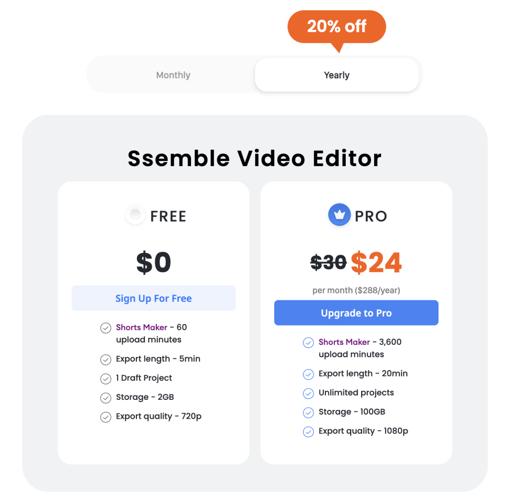 ssemble pricing